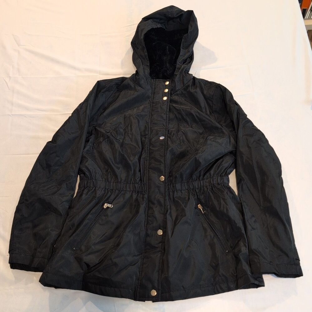 Ci Sono Medium Length Black Hooded Jacket, Size XL